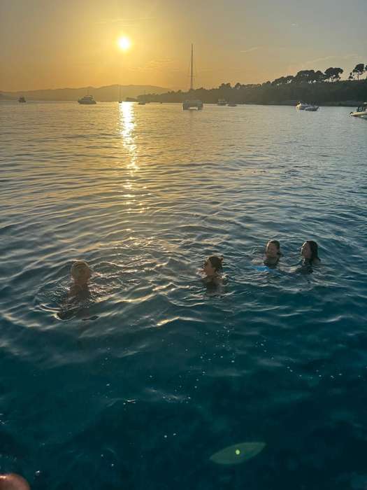 Swimming at sunset